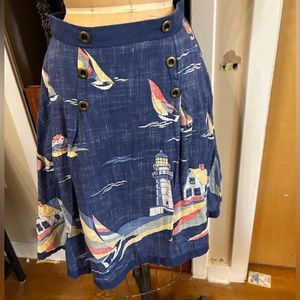 Anthropologie Odille lighthouse/sailboat nautical skirt 6